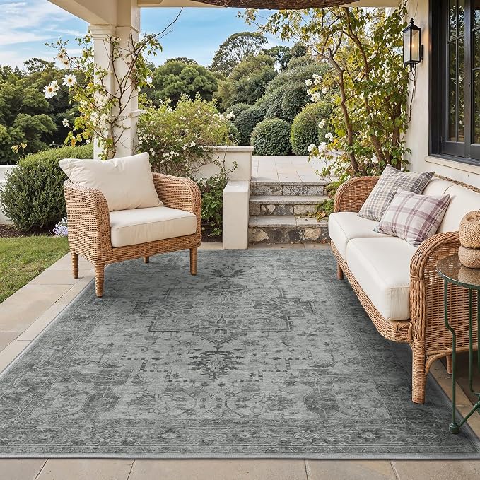 GENIMO Outdoor & Indoor Area Rug 5'x8', Waterproof, Non-Shedding, Easy Cleaning by GENIMO