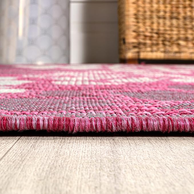 JONATHAN Y Floral Textured Weave Indoor Outdoor Square Area Rug 5X5 - Image 6