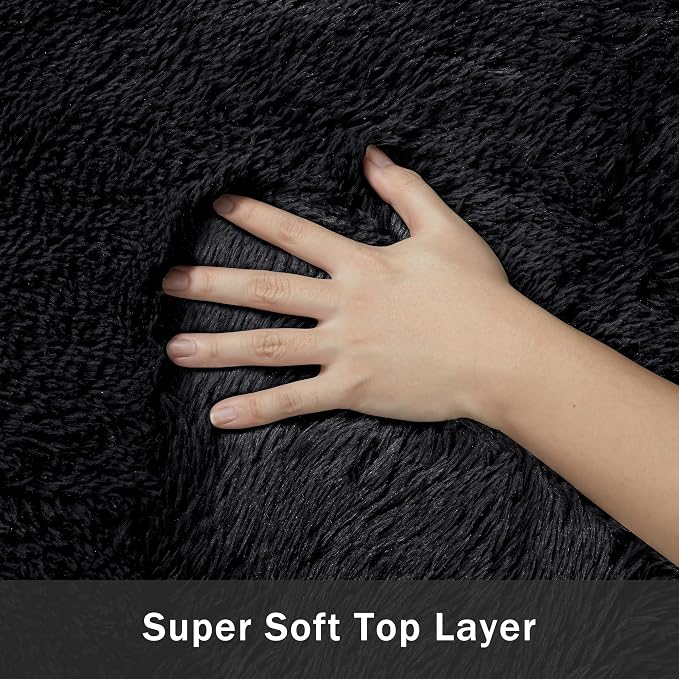 8x10 Area Rug for Living Room:Ultra Soft Fluffy Shag Black Rugs, Large Fuzzy - Image 9