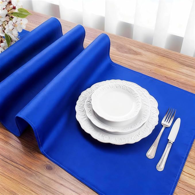 FOLINS&HOME Royal Blue Waterproof Decorative Table Runner 48 Inches Long | - Image 3