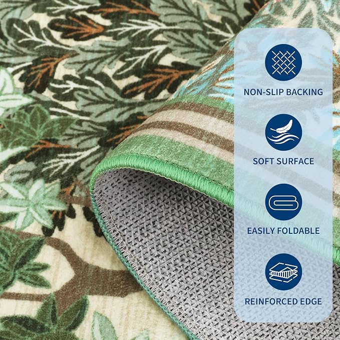 GarveeHome Forest Rugs 6x9, Botanical Low Pile Non Slip Stain Resistance - Image 6