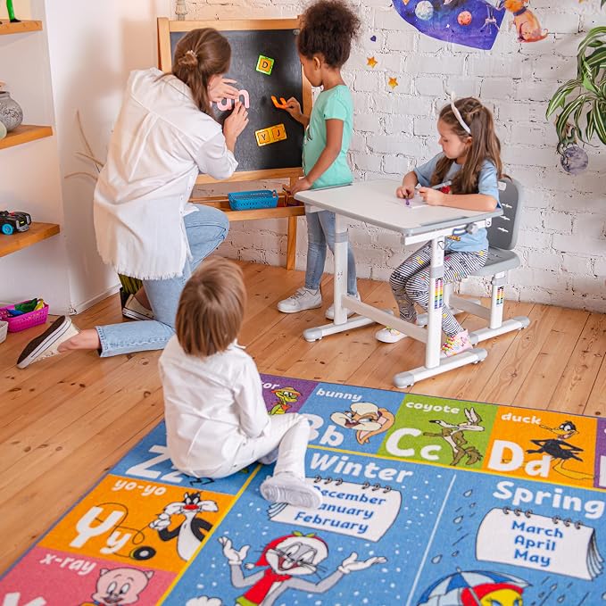 Looney Tunes Educational 5x7' Kids Rug – ABC Alphabet, Months & Days Learning - Image 9