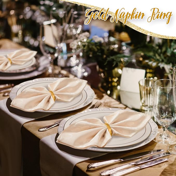 APTWOW Gold Napkin Rings Set of 6, Semicircle Metal Gold Napkin Holder Buckles - Image 6