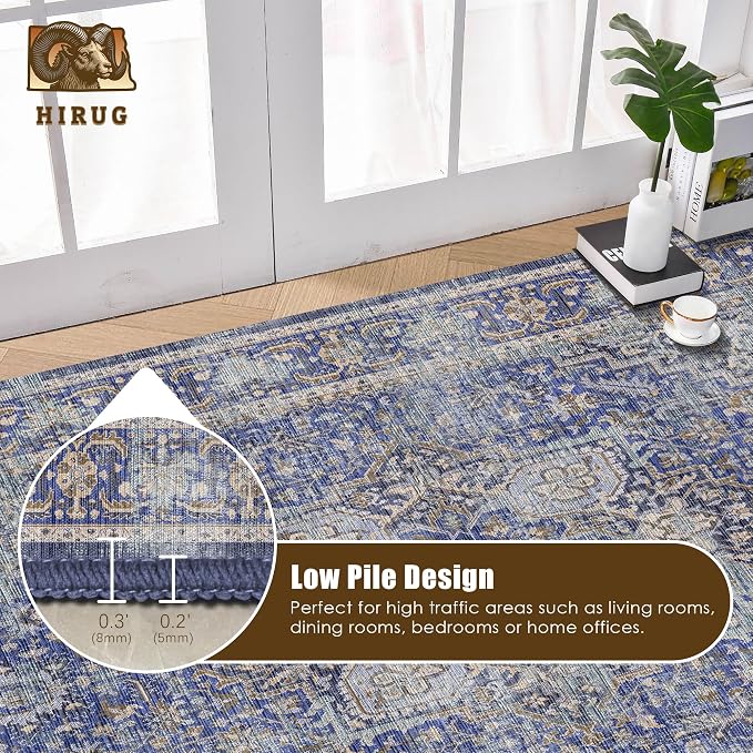 Washable Area Rug 4' x 6' Vintage Traditional Persian Mat - Image 5