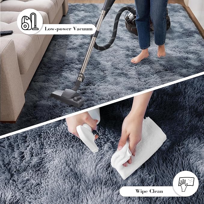 yongyangjuxin Fluffy Rug Shag Area Rug, Mottling Dark Grey 8x10 Area Rugs - Image 7