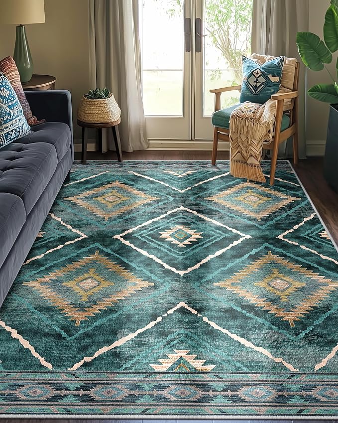 BESTSWEETIE Area Rug 9x12 Rug Machine Washable Non-Slip Low Pile Print Pattern - Image 9