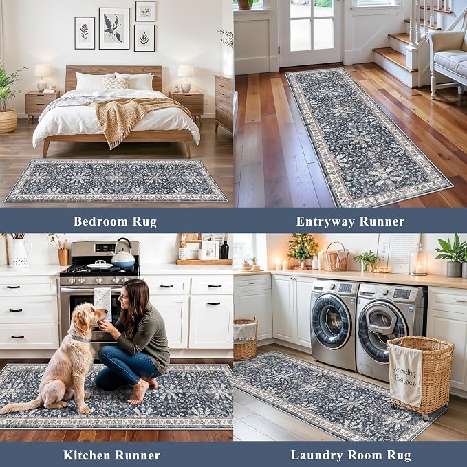 Kitchen Rug Sets 4-Piece with Runner – Washable Non-Slip Floor Mats - Image 3