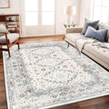CHAMPLANT Washable Vintage Area Rug 6x9 Boho Chic Medallion Distressed Design by CHAMPLANT