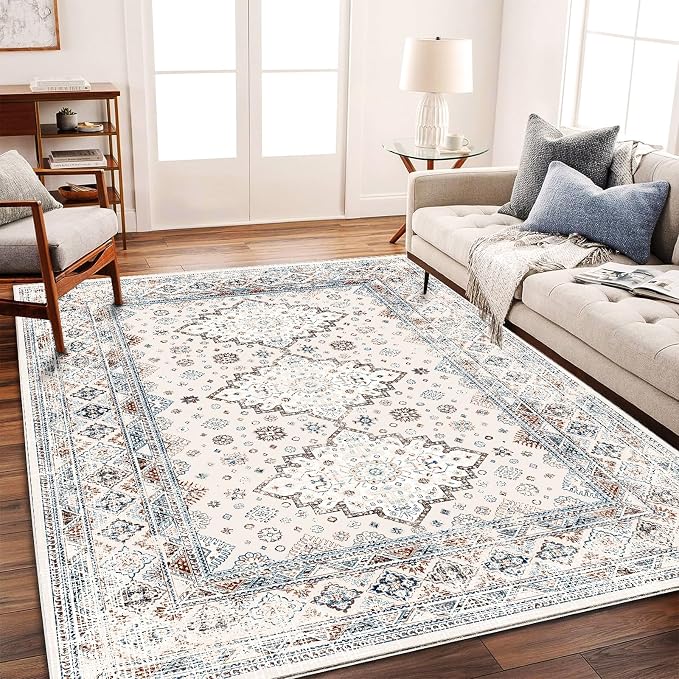 CHAMPLANT Retro Boho Design Area Rug 4x6 Washable Living Room Indoor Non-Slip by CHAMPLANT