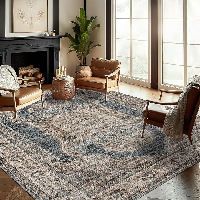 CHAMPLANT Washable Area Rug 10'x14' Boho Design Non-Shedding Easy Care Ideal - Image 2