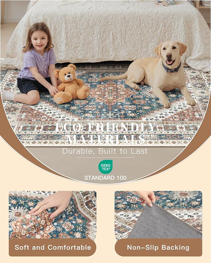 Madane Hallway Runner Rug 2'6''x14' Kitchen Runner, Non Slip Vintage Runners - Image 6