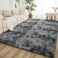 Litanika 5x8 Shag Area Rug for Living Room Bedroom, Tie-Dyed Dark Grey High by Litanika