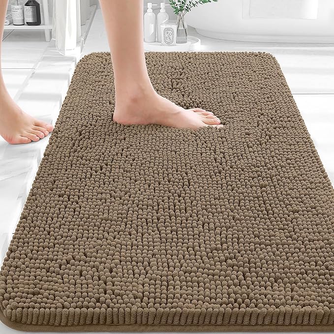 OLANLY Bathroom Rugs 30x20, Extra Soft Absorbent Chenille Bath Rugs, Rubber by OLANLY