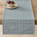 Artisanal Grid Linen Table Runner, 13x60 Inches Chambray | Heavy Textured by ZEEMARTONLINE