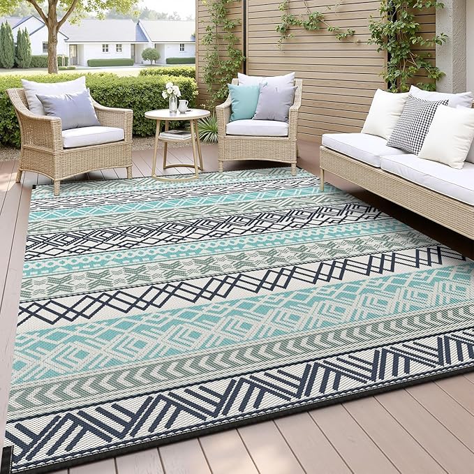 MontVoo Outdoor Rug Carpet Waterproof-Patio Rug Mat 6x9 Reversible RV Outdoor by MontVoo