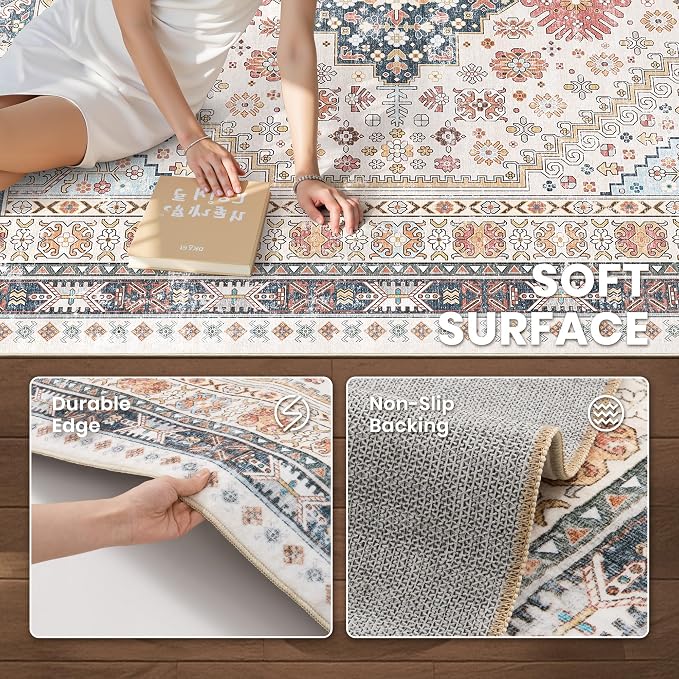 zesthome 8x12 Area Rugs for Living Room, Non-Slip Backing Washable Rugs - Image 6