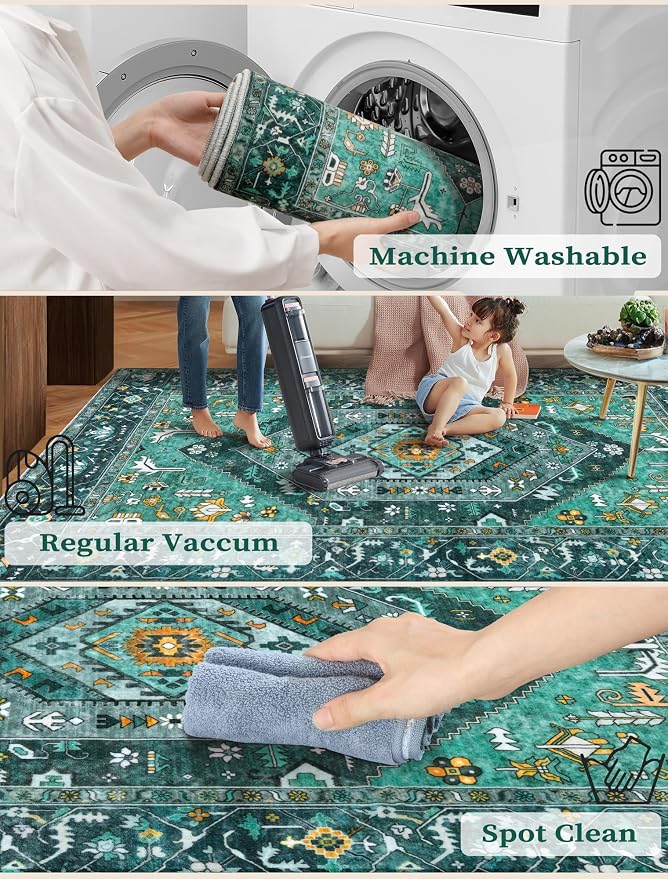 SERISSA Boho Kitchen Runner Rug, 3x7 Washable Non-Slip Runner Rug - Image 2