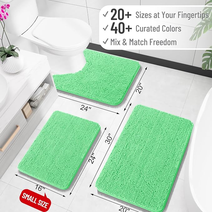 OLANLY Bathroom Rugs 34x21, Extra Soft Absorbent Chenille Bath Rugs, Rubber - Image 2