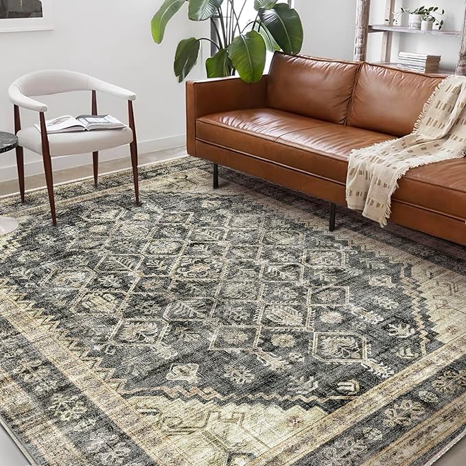 CHAMPLANT Washable Area Rug 4'x6' Vintage Traditional Floor Cover Foldable Thin by CHAMPLANT