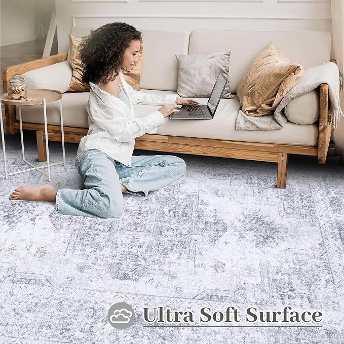XLUEZ Area Rug 8x10 Living Room Rug, Machine Washable Vintage Distressed - Image 4