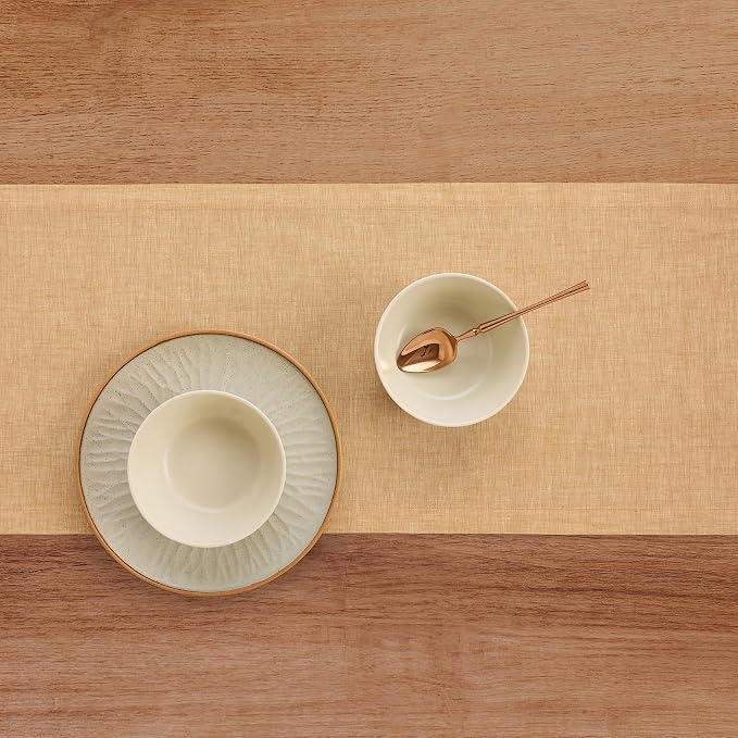 Solino Home 100% Pure Linen Table Runner Golden Nugget, Athena 14 x 132 in | - Image 3