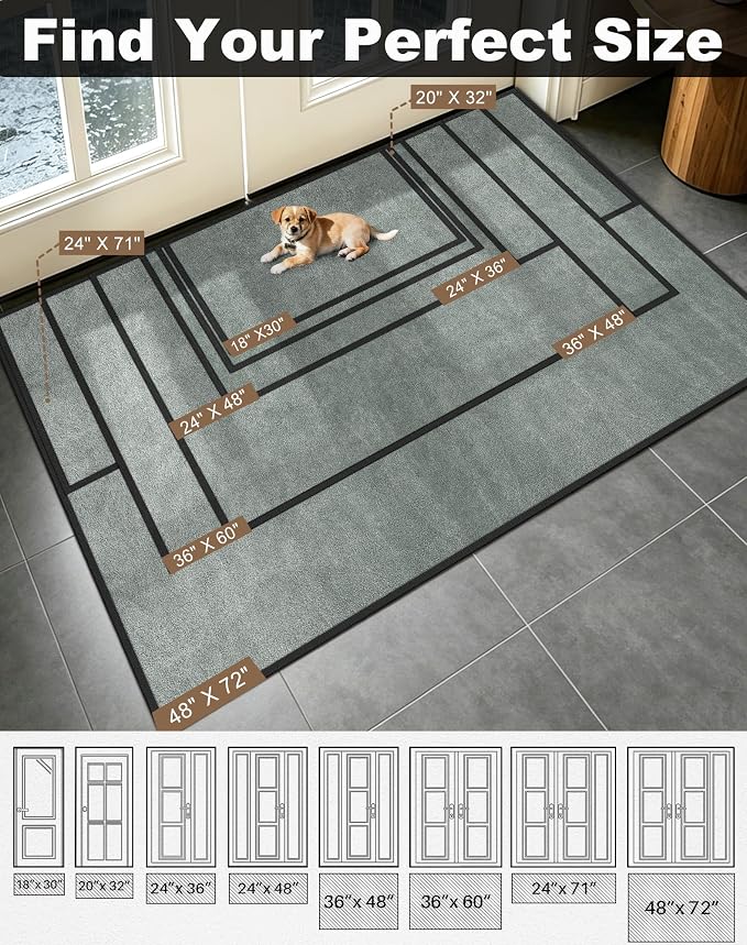 Mibao Front Door Mat Indoor Entrance, Dirt Trapper Welcome Mat - Image 3