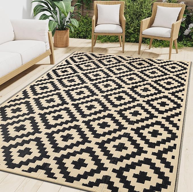 Smiry Waterproof Outdoor Rug 5x8 ft, Reversible Plastic Straw Patio Camping Rugs by Smiry