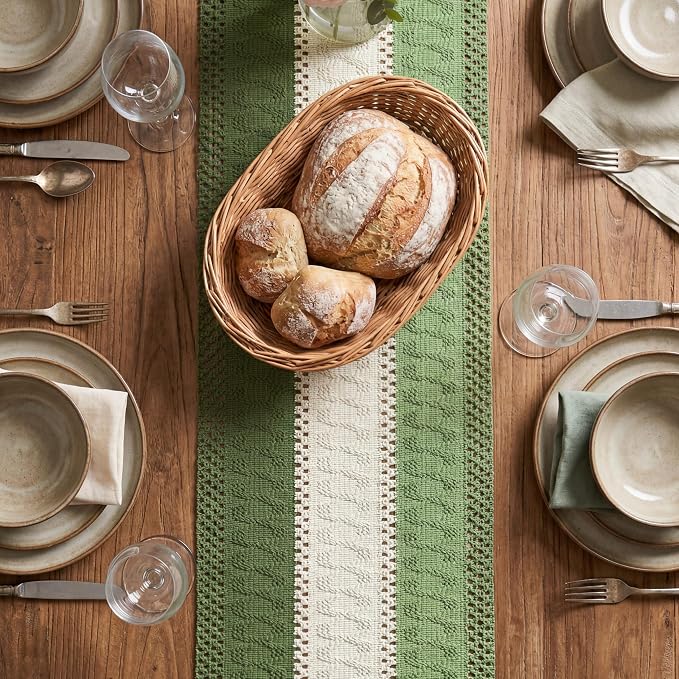 Artoid Mode Sage Beige Green Farmhouse Rustic Table Runner 12x108 Inch | - Image 2