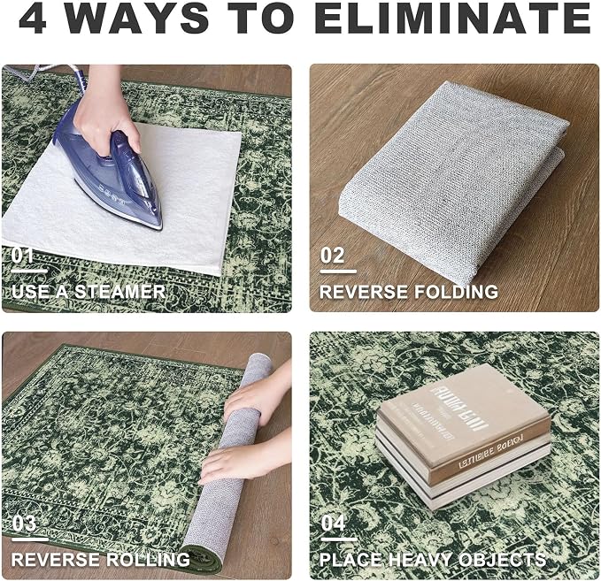KILOCOCO Small Area Rug 2x3 Entryway Rugs Printed Vintage Floral Washable Rug - Image 9