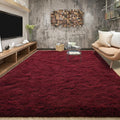 Tepook Fluffy Burgundy Rugs for Living Room, 9x12 Dark Red Area Rug for Bedroom by Tepook