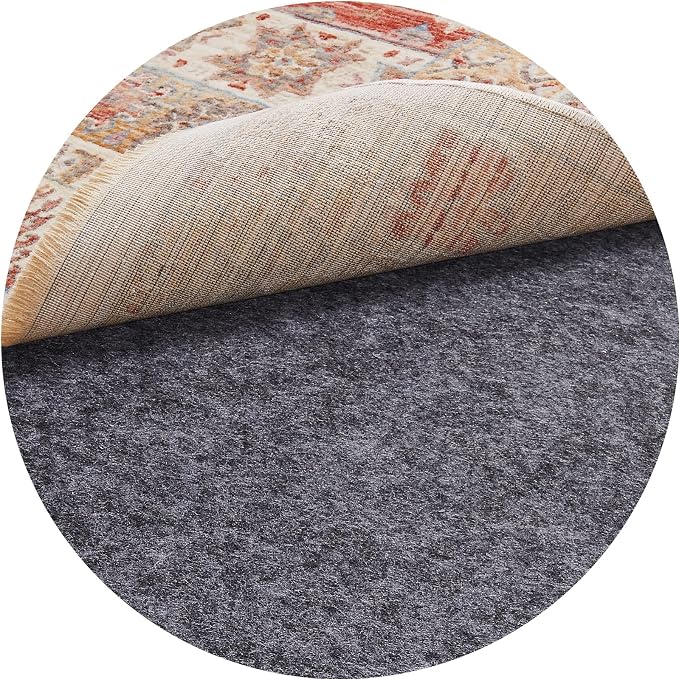 Veken 5 Ft Round Non Slip Cushioned Rug Pad Gripper, Felt and Silicone Backing by Veken