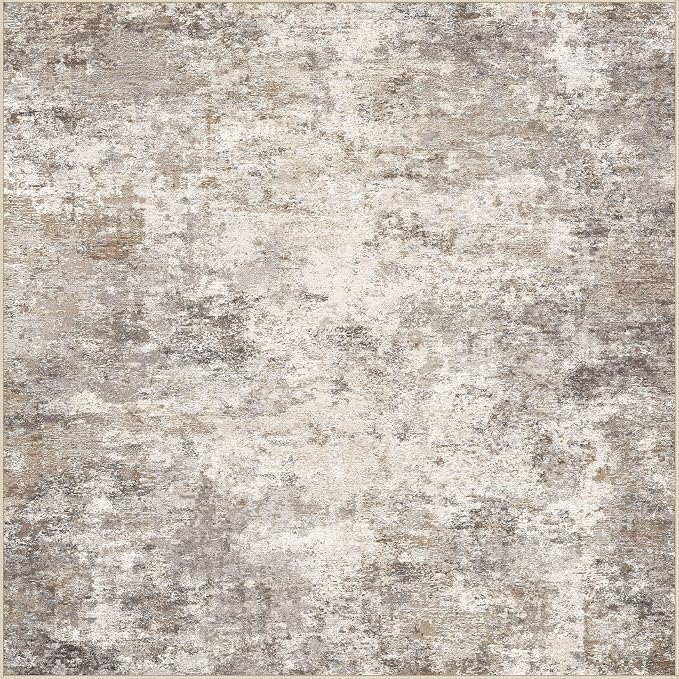 UERMEI Square Area Rugs : Washable 6x6 Neutral Modern Abstract Carpet - Image 8
