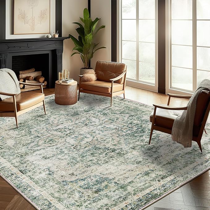 CHAMPLANT Washable Area Rug 10'x14' Boho Design Non-Shedding Easy Care Ideal by CHAMPLANT