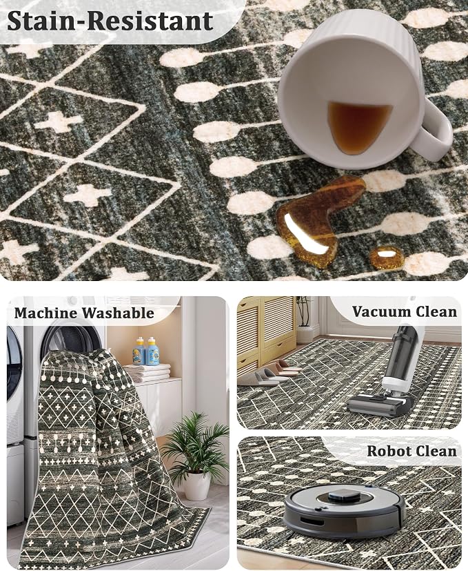 Miukiki 2x6 Hallway Runner Rug Moroccan Washable Kitchen Rug Non Slip Indoor - Image 4