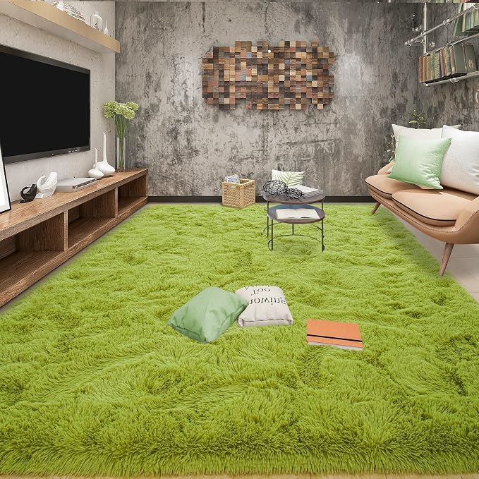 Tepook Fluffy Grass Green Rugs for Living Room Bedroom, 6x9 Soft Area Rug Moss by Tepook