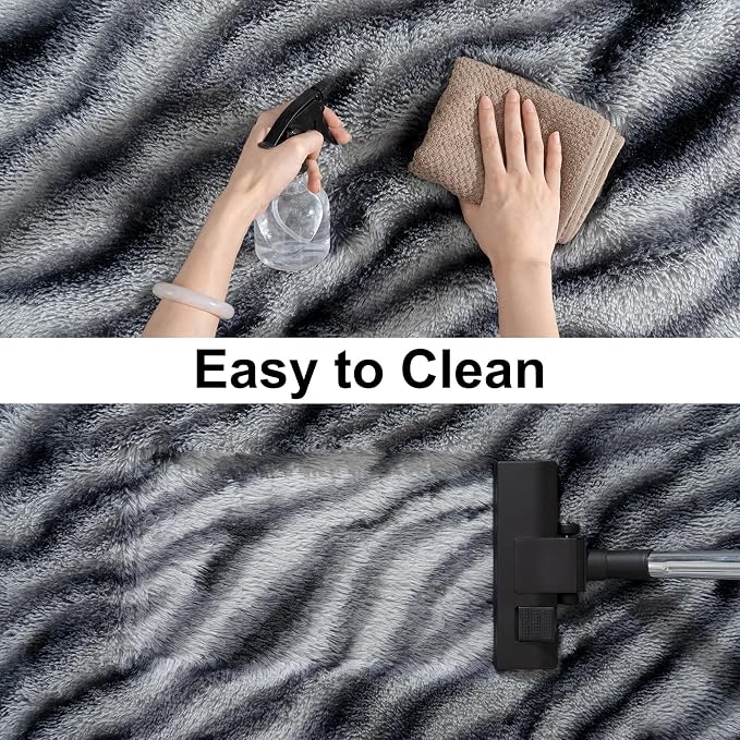 Soft Runner Rugs for Bedroom Hallways, 2x3 Black and White Fluffy Shag Throw - Image 7