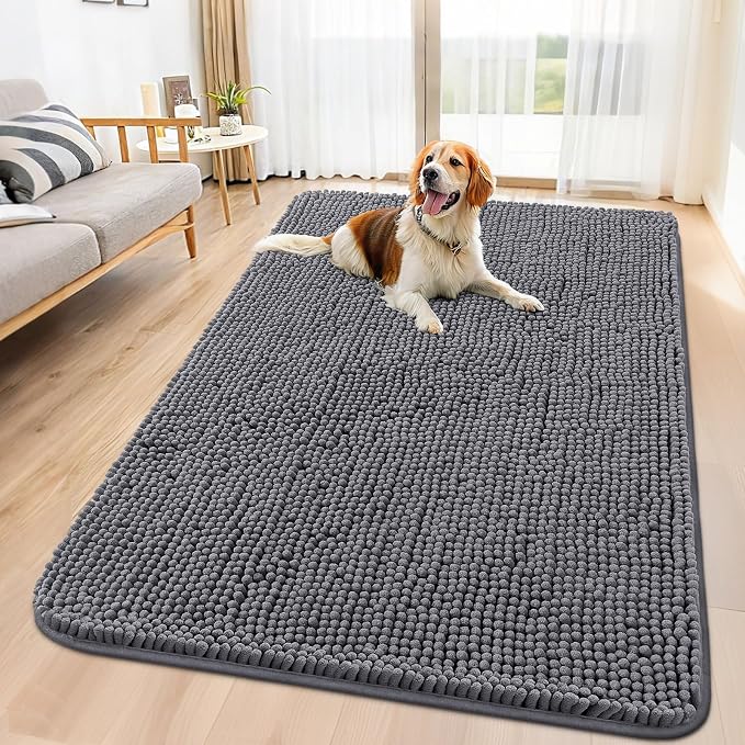 Smiry Dog Door Mat for Muddy Paws 59x35, Absorbent Dirt Trapper, Non-Slip by Smiry