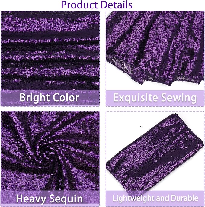12 Packs 12 X 72 Inch Purple Sequin Table Runner Glitter Dining Table Runner - Image 4