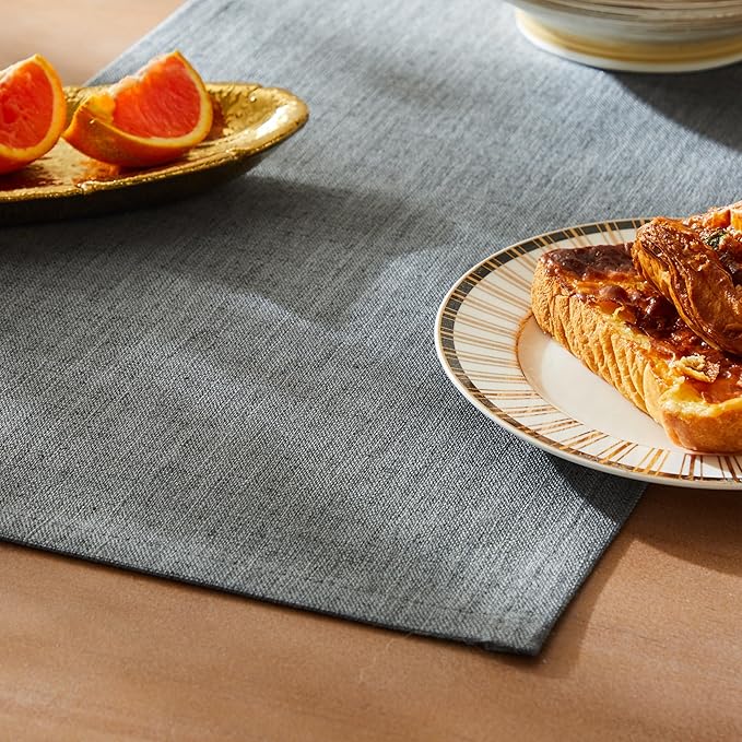 Rustic Cotton Linen Table Runner, 13x60 Inches Dark Grey | Farmhouse Style by ZEEMARTONLINE