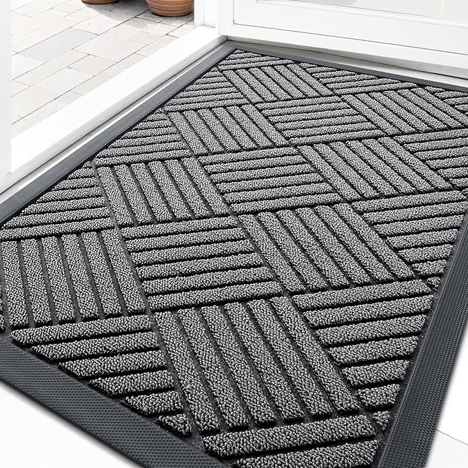 OLANLY Front Door Mat Outside Entrance 33x21, Heavy Duty Sturdy Natural Rubber by OLANLY