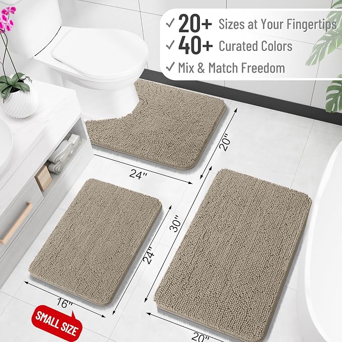 OLANLY Bathroom Runner Rugs 47x17, Soft Absorbent Chenille Bath Rugs, Rubber - Image 2
