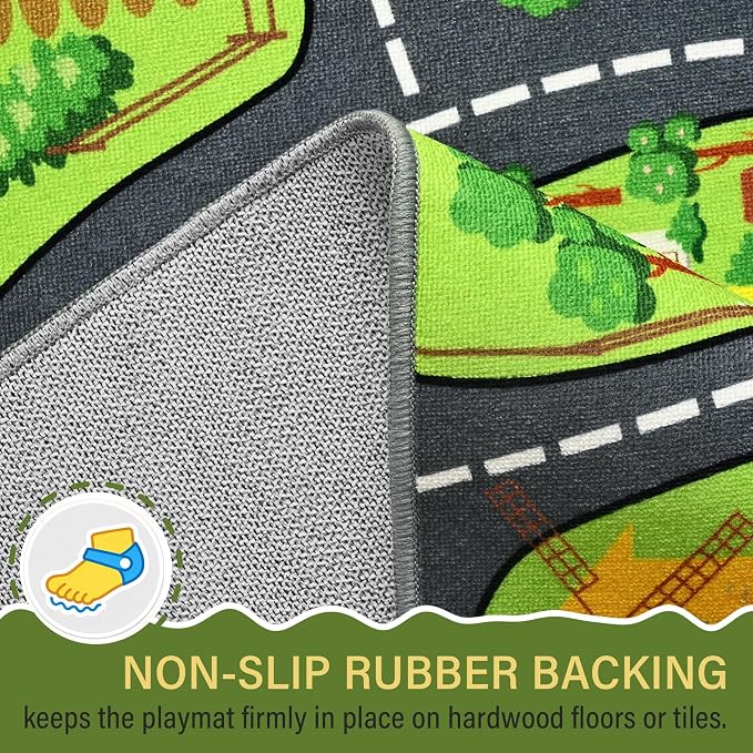 Farmyard Adventure Play Rugs, Educational and Fun Farm Car Rug Play Mat - Image 5