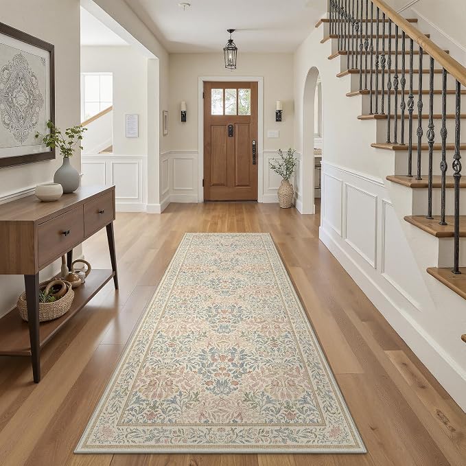 GENIMO Washable Floral Runner Rug 2x6, Non-Slip Long Hallway Carpet by GENIMO