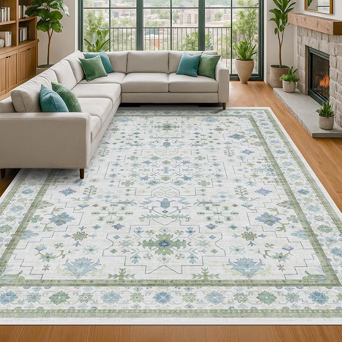 Hazo Haus Blue and Green Living Room Rug 7x10 - Image 3