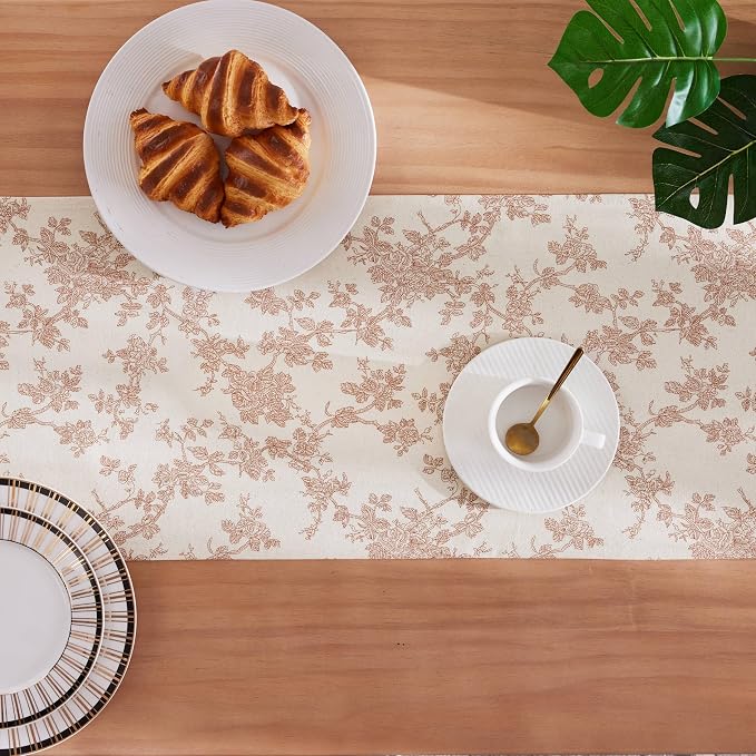 French Pastoral Farmhouse Table Runners, 13x72 Inch Red | 100% Organic Cotton - Image 4