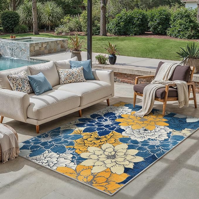 GENIMO Indoor Outdoor Area Rug 5'x7', Machine Washable Rugs - Image 6