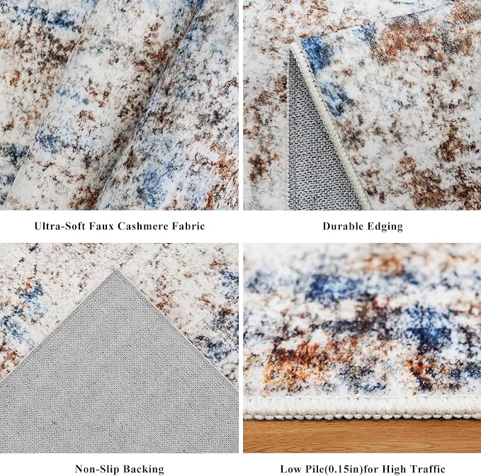 2x5 Non-Slip Washable Runner Rug – Modern Neutral Abstract Small Rug - Image 5