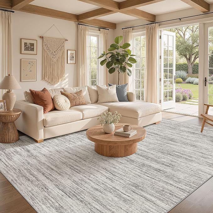 Nakagishi 6X8 Area Rugs Living Room: Washable Large Vintage Rug Neutral - Image 2