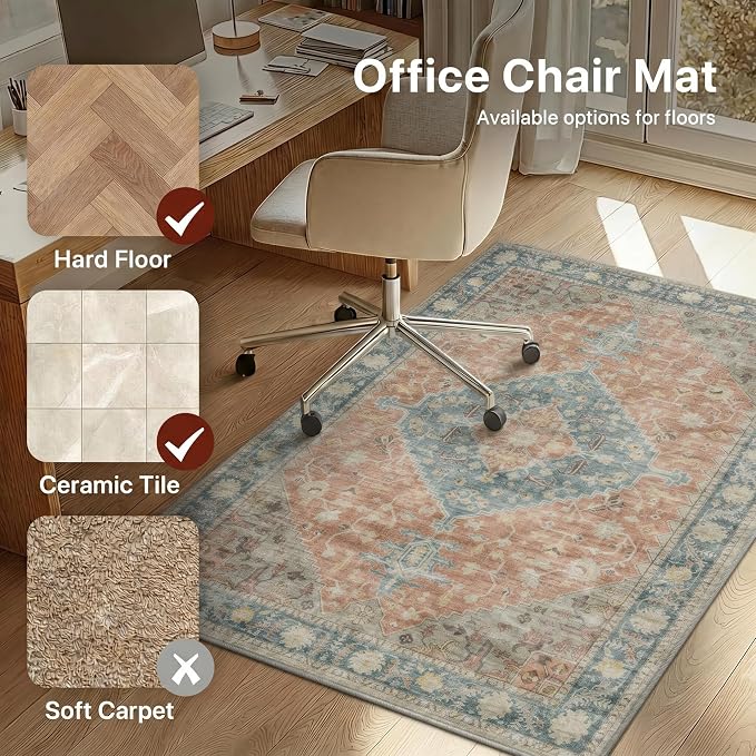 48"x72" Office Chair Mat for Hardwood Tile Floor, Under Desk Carpet Protector - Image 3