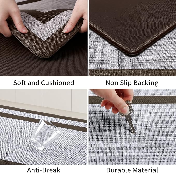Mattitude Kitchen Mats Set of 2 Cushioned Rugs 0.47 inch Thick Anti-Fatigue Mats - Image 5